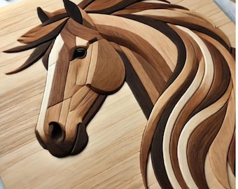 Intarsia Horse Scroll Saw Pattern: Digital PDF Download for Wood Crafting DIY Projects