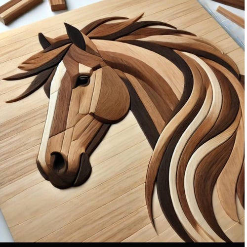 Lot - Carved Wood Wall Plaque of Figures and a Horse
