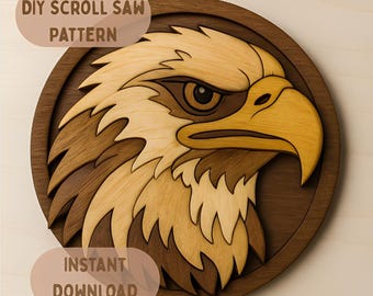 Plantilla de sierra de calar con forma de águila, para carpintería, intarsia, plano de carpintería de animales, PDF digital, descarga instantánea