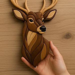 Deer Intarsia Pattern | Scroll Saw Woodworking Template | DIY Wildlife Wall Art | Digital PDF Download | Petit Cop’O Design image 11