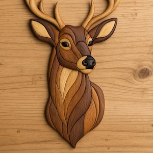 Deer Intarsia Pattern | Scroll Saw Woodworking Template | DIY Wildlife Wall Art | Digital PDF Download | Petit Cop’O Design image 8