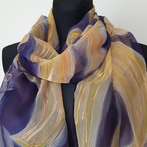 Custom hand painted silk scarf with a name you can choose. Silk scarf  in colors chosen by you with a name made to order, long: 18" x 71"