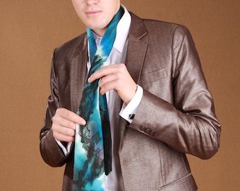 Custom Hand-Painted Silk Tie: Unique Groom Groomsmen Gift