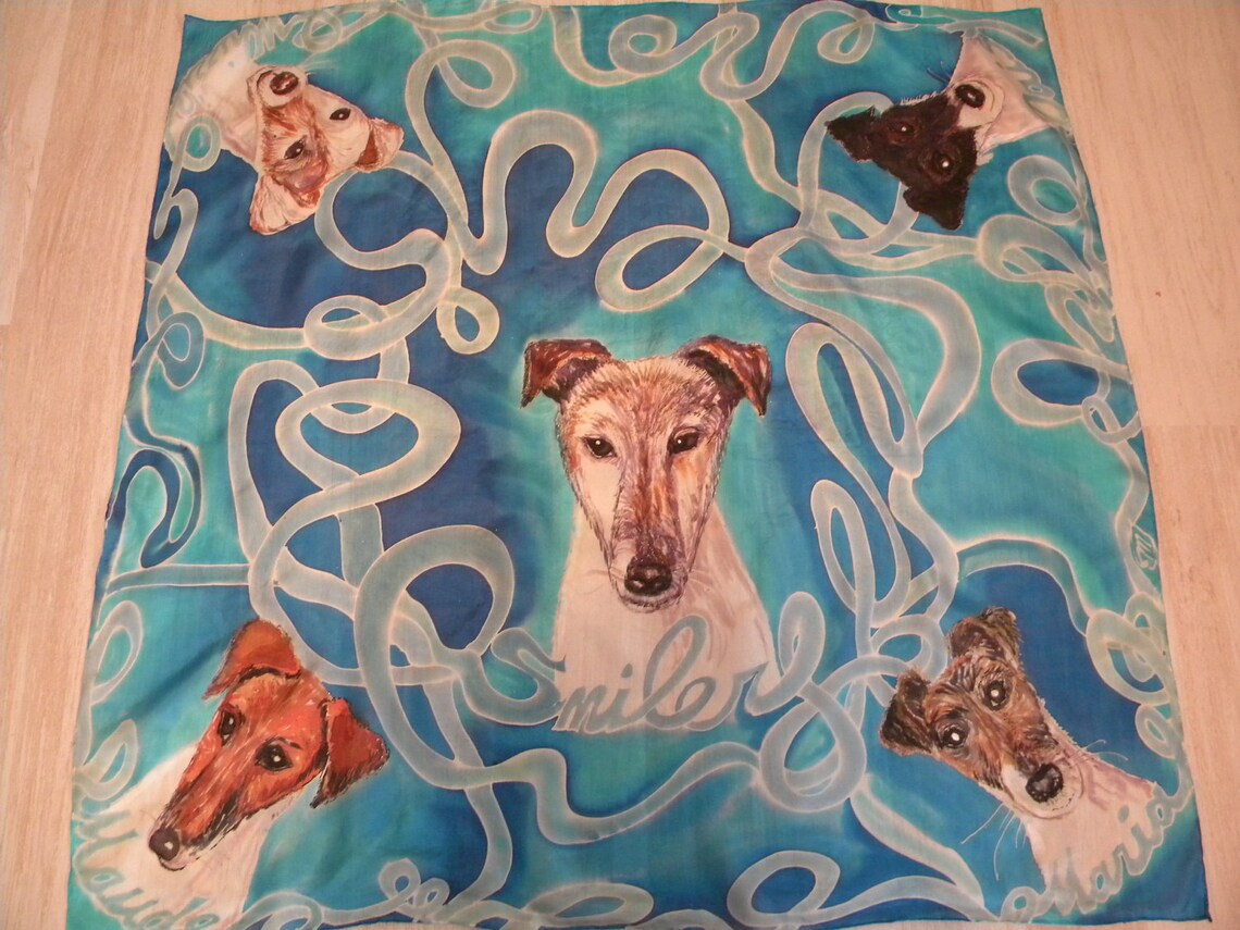 Dog Portrait Painted on Silk Made to Order. the Portrait of Your Dog