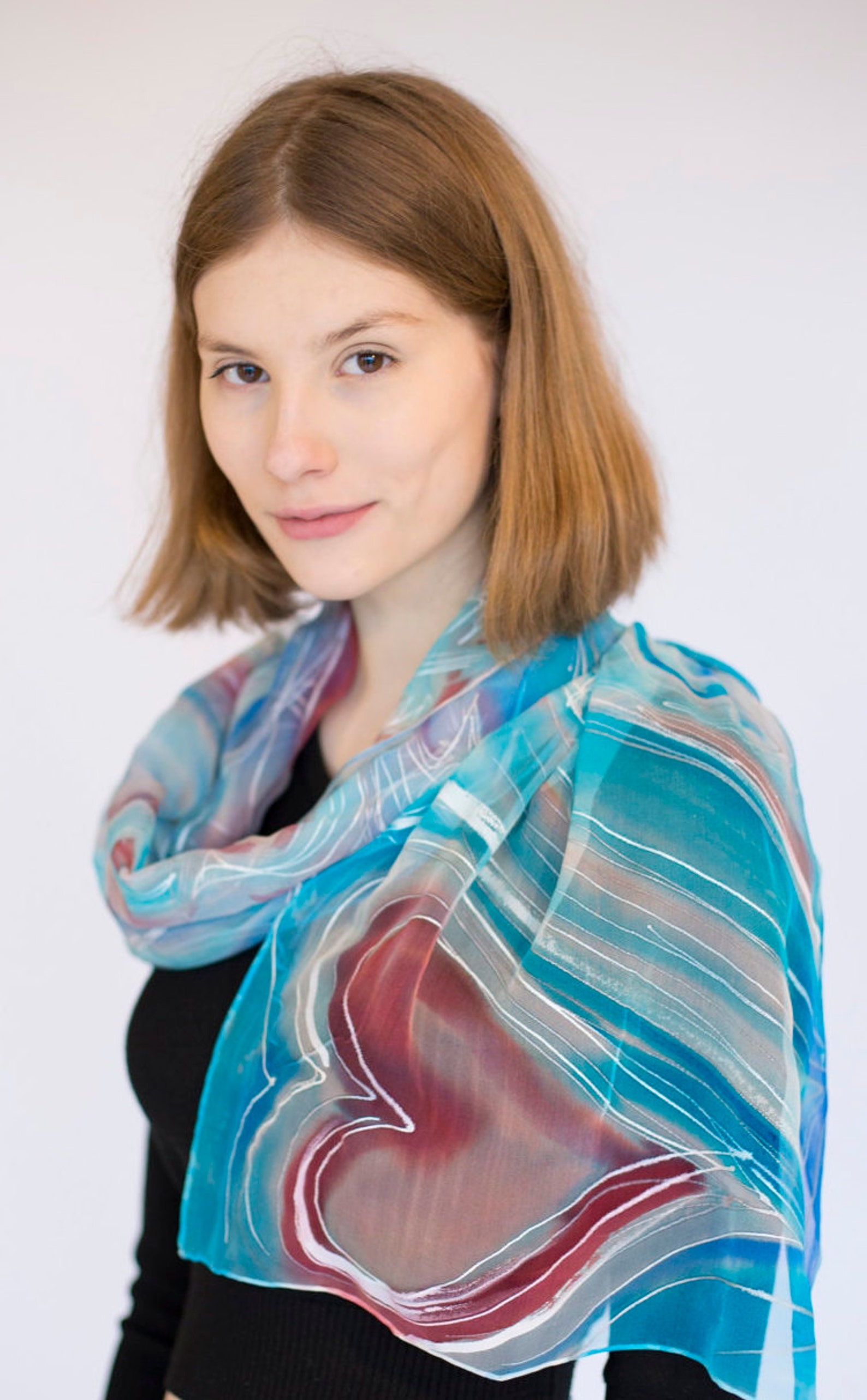 Custom Hand Painted Silk Scarf Wearable Silk Art VIP Service Etsy