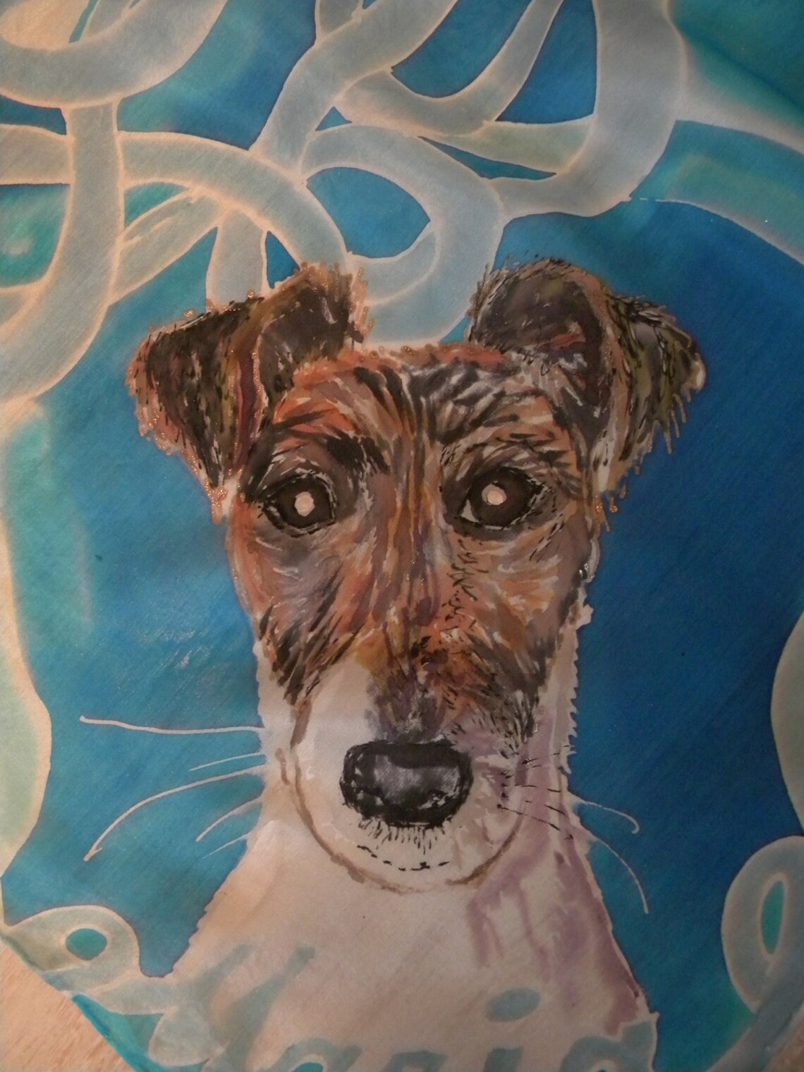 Dog Portrait Painted on Silk Made to Order. the Portrait of Your Dog