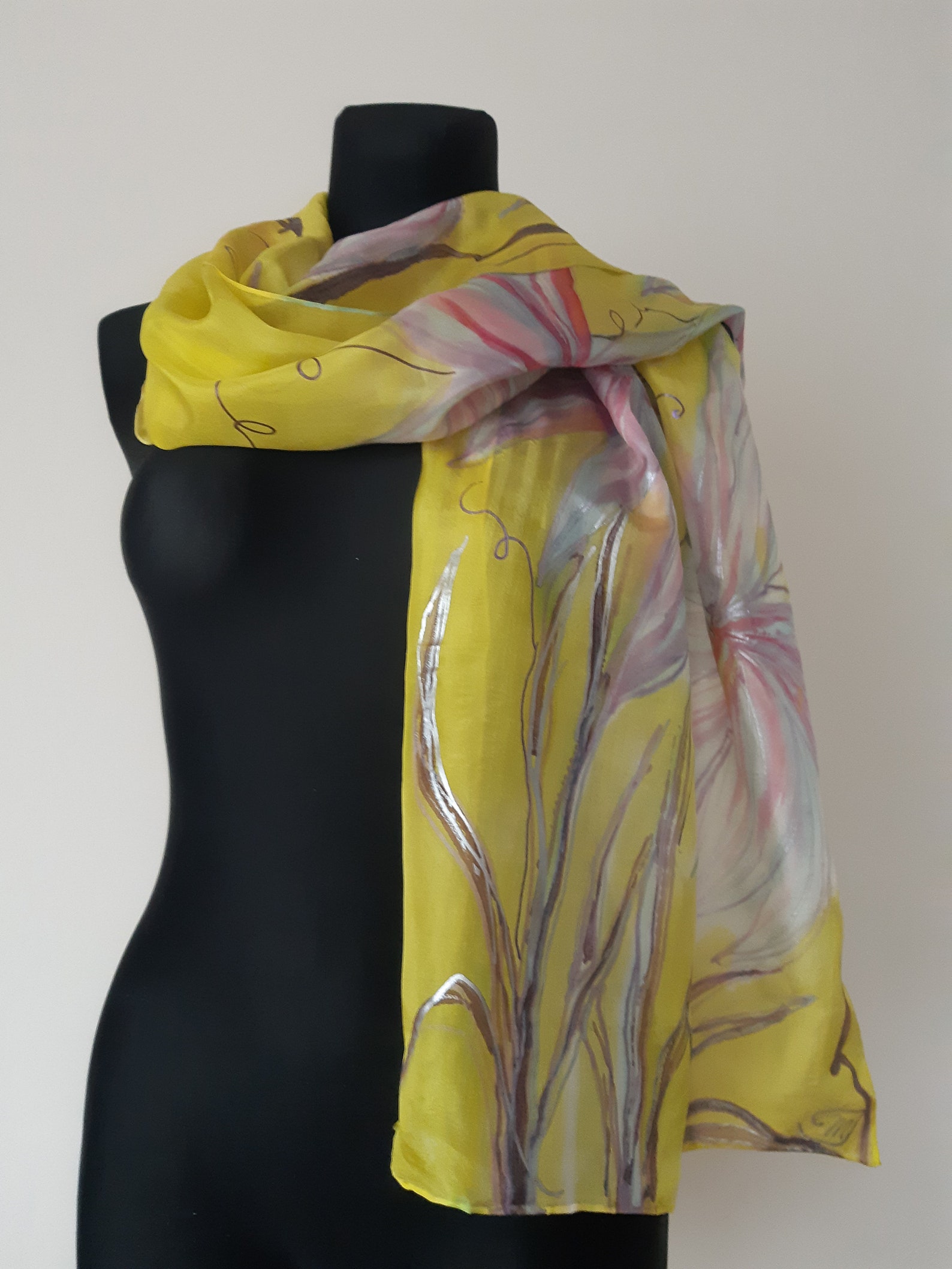 Custom Hand Painted Silk Scarf Wearable Silk Art VIP Service Etsy