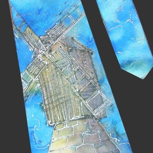 Custom hand painted silk neck tie created on request by Estonian artist. Gift for him, gift for boyfriend, gift for husband, gift for groom image 2