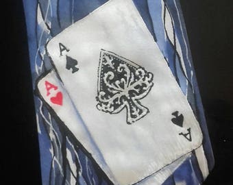 Hand Painted Silk Tie: Ace of Spades Card Art