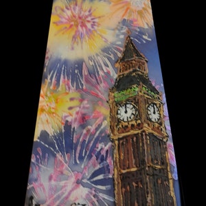 Custom made hand painted silk tie based on your ideas, created by Estonian artist. Groom's tie, groomsmen ties, engagement gift for him image 2