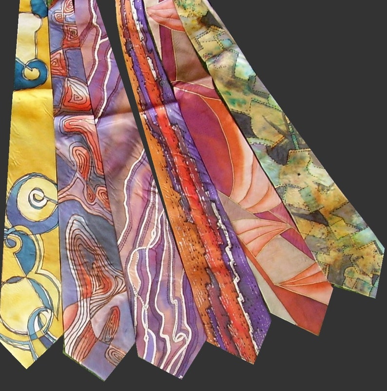 Custom hand painted silk neck tie created on request by Estonian artist. Gift for him, gift for boyfriend, gift for husband, gift for groom image 3