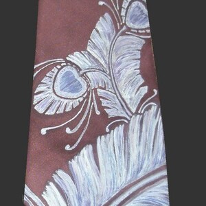 Custom made hand painted silk tie based on your ideas, created by Estonian artist. Groom's tie, groomsmen ties, engagement gift for him image 4