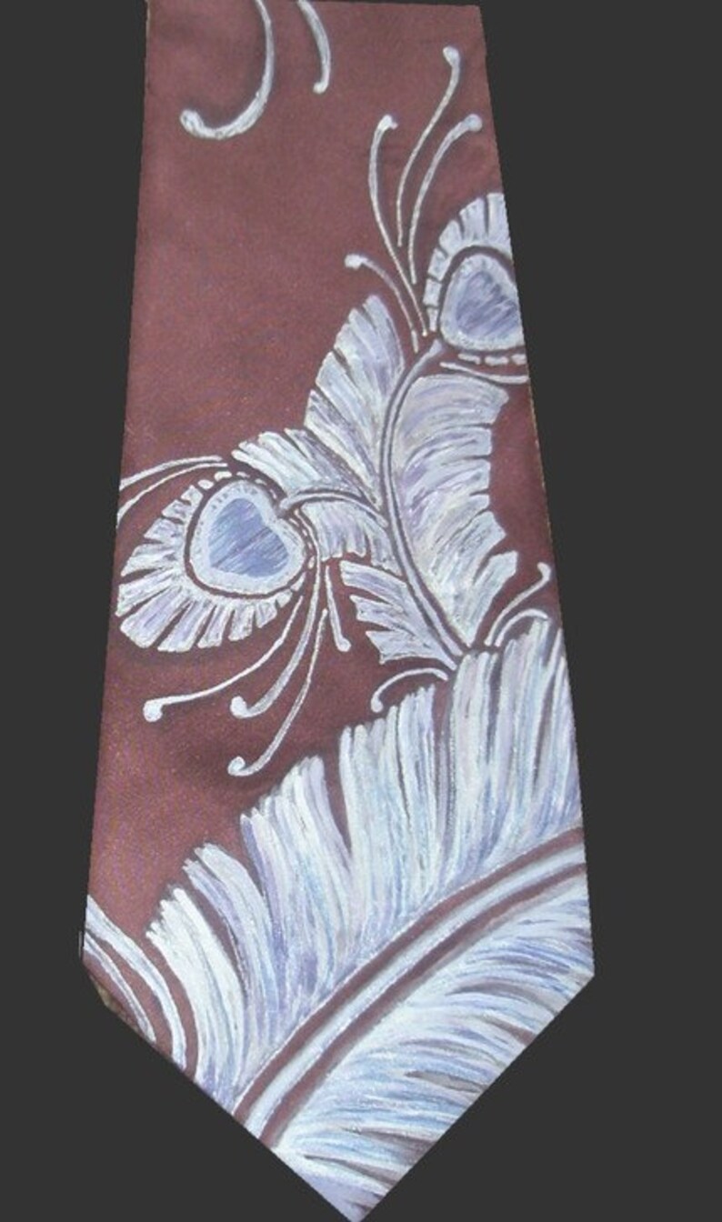 Custom made hand painted silk tie based on your ideas, created by Estonian artist. Groom's tie, groomsmen ties, engagement gift for him image 4
