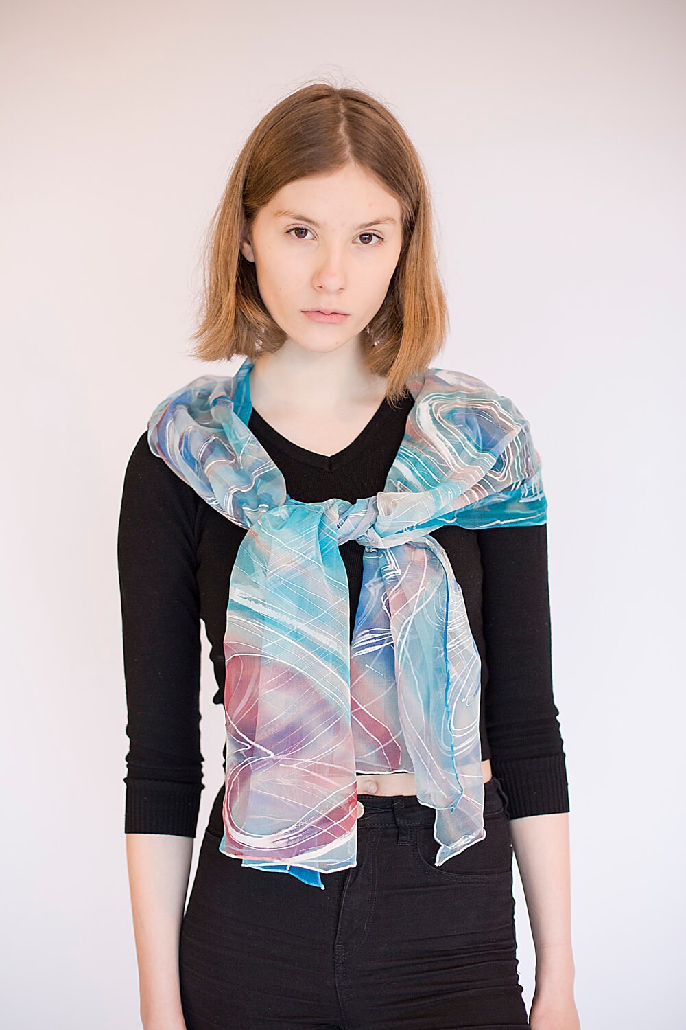 Handprinted Silk Scarf 015 main image 1