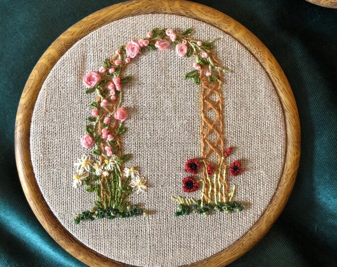 Hand-embroidered Floral Arch Hoop Art, Cottagecore Garden Wall Hanging ...
