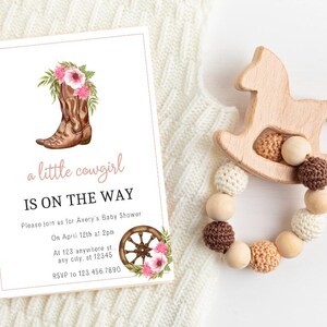 Cowgirl Baby Shower Invitation Template for Western Baby Shower Cowgirl on the Way Invitation for Baby Girl Pink Baby Shower Invite