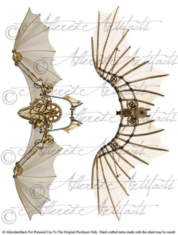Vintage Steampunk Wings Steampunk Wheels Printable Scrap Clip - Etsy