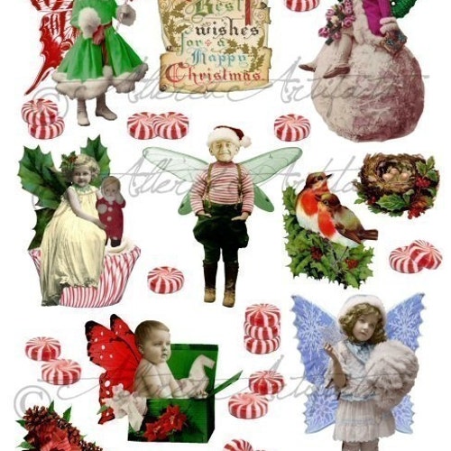 Printable Christmas Fairy Fairies Sprites Vintage Christmas - Etsy