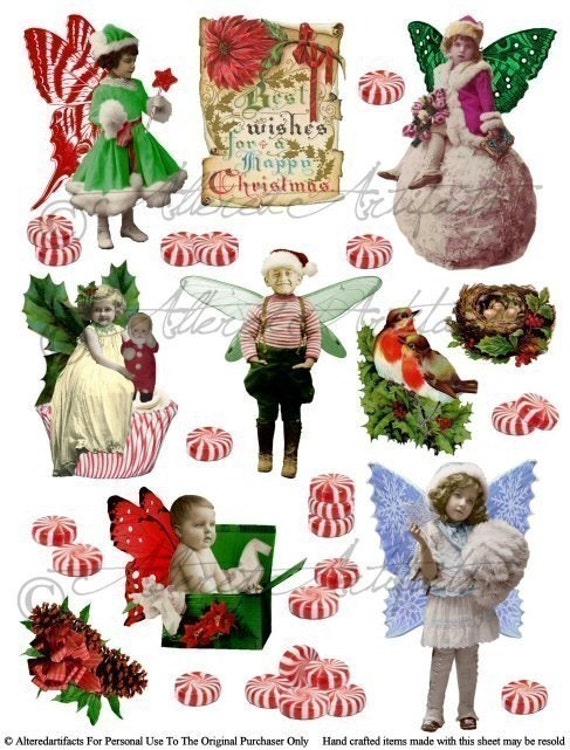 Printable Christmas Fairy Fairies Sprites Printable Vintage | Etsy