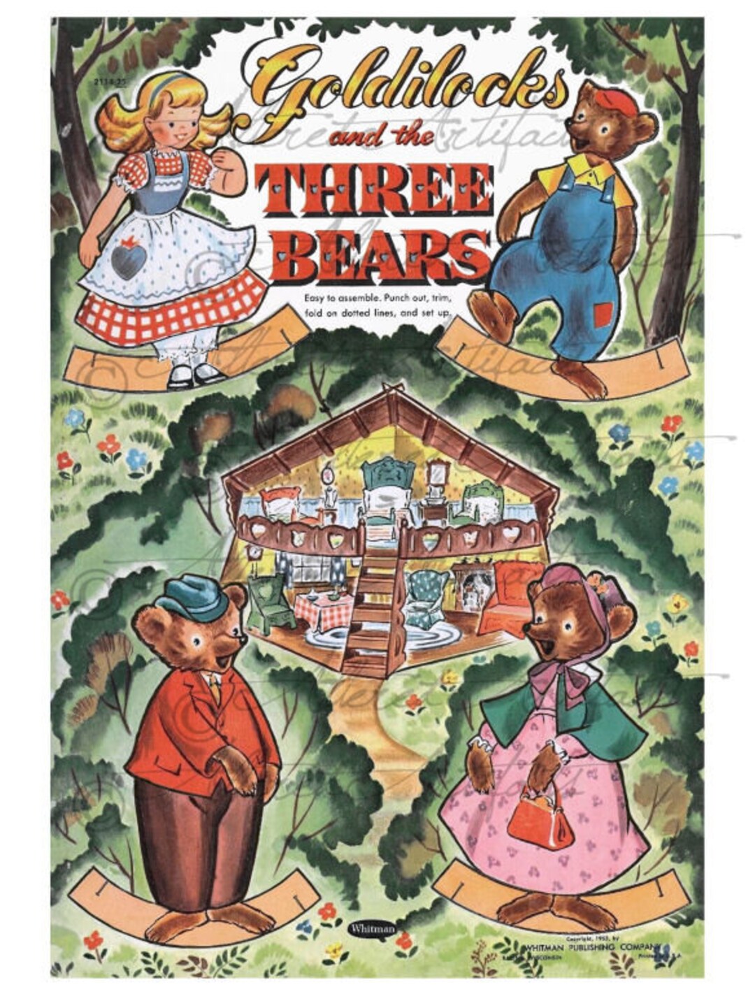 Goldilocks and the 3 Three Bears Paper Dolls Reworked for Etsy