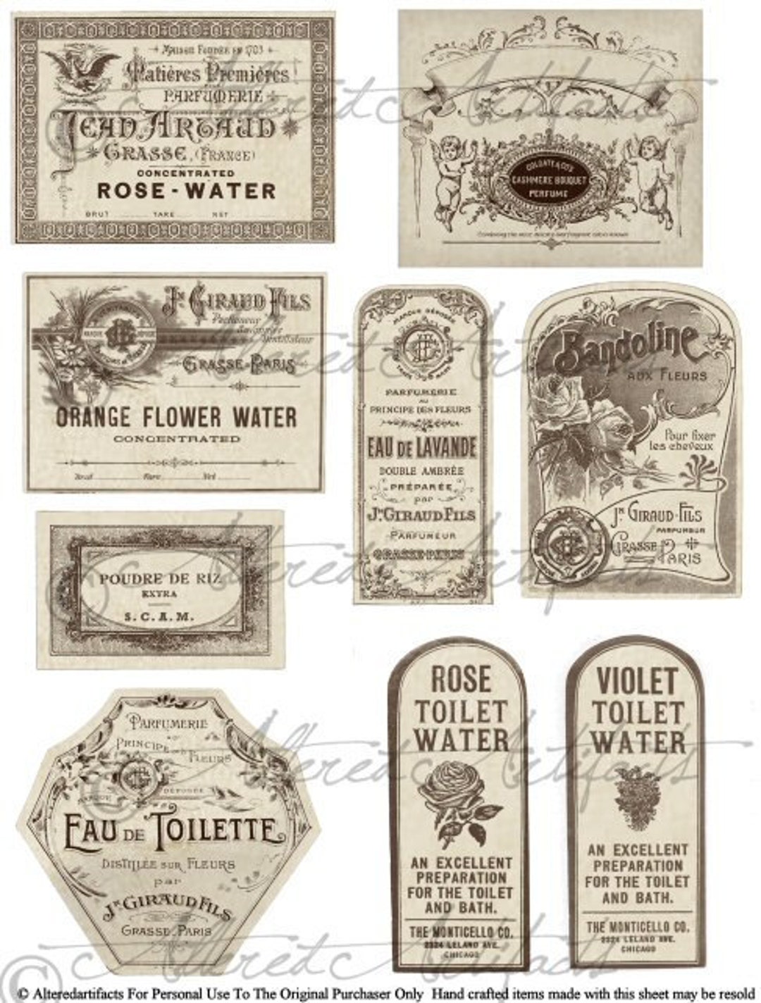 Imprimible Vintage French Perfume Sepia Printable - Etsy España