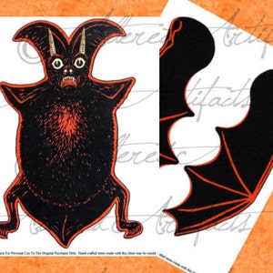 Vintage Devil Bat Paper Puppet Printable Halloween Party Decoration Centerpiece Jumping Jack Collage Sheet Instant Digital Download image 2