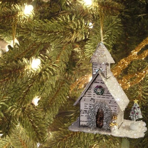 Printable Vintage Paper Putz Church Christmas Ornament U Make Paper Craft Christmas Pattern Tutorial Party Favor Instant Digital Download