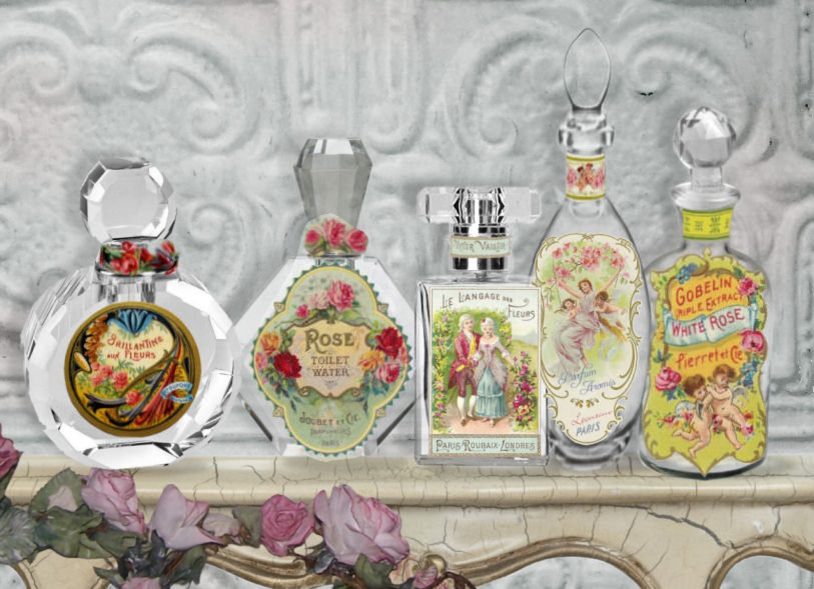 printable vintage french perfume labels printable bottle label etsy