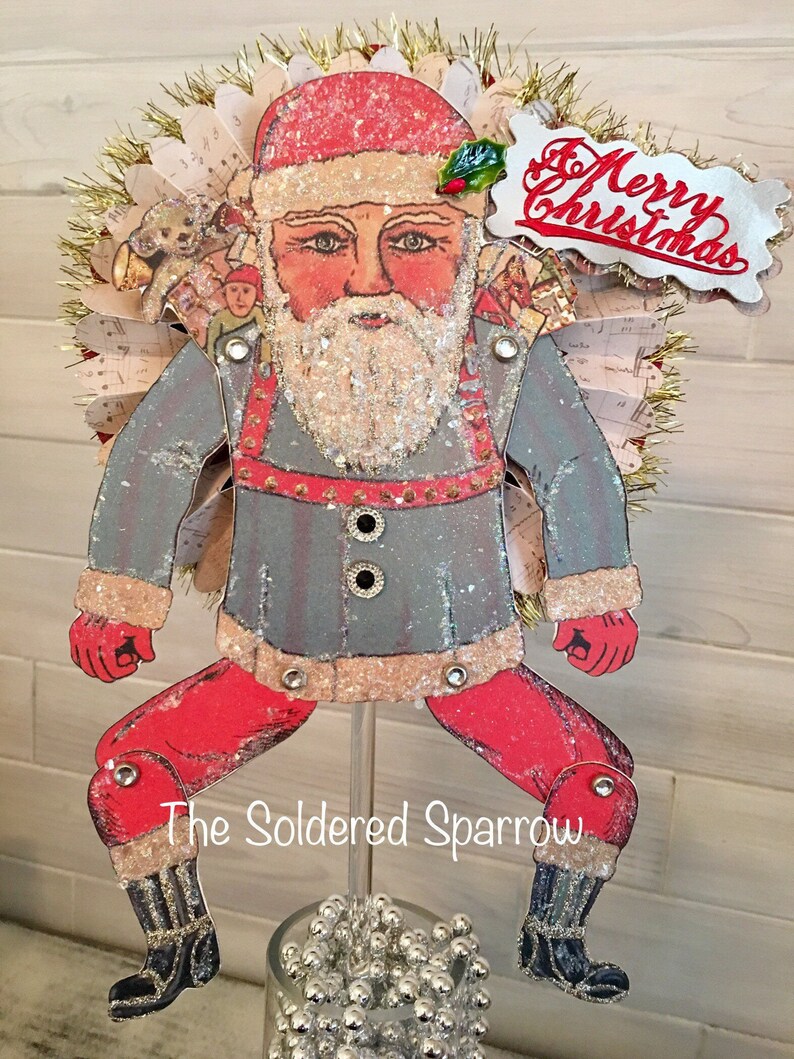 Printable Vintage Santa Paper Puppet Digital Christmas Paper Etsy
