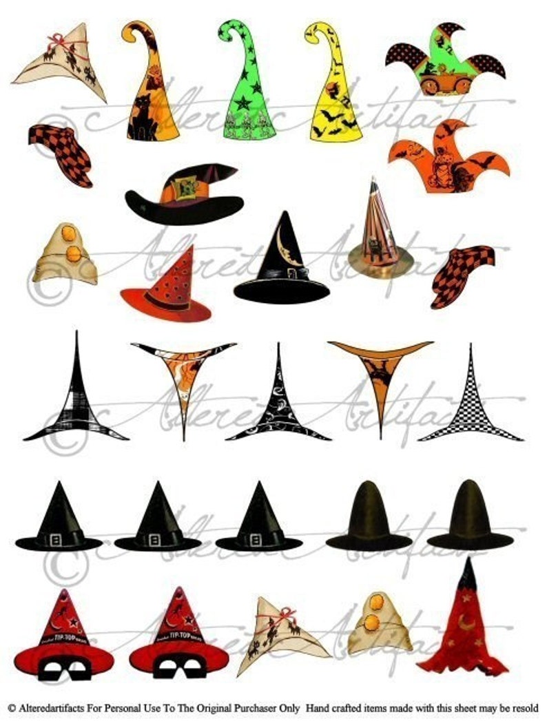 Printable Halloween Hats Vintage Paper Doll Hats Printable - Etsy