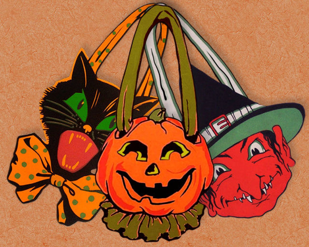 Printable Vintage Halloween Door Hanger Game Party Favor Paper Toy