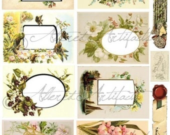 Vintage Floral Photo Album Victorian Frames Altered Art Tin Print Scrapbook Collage Sheet Instant Digital Download