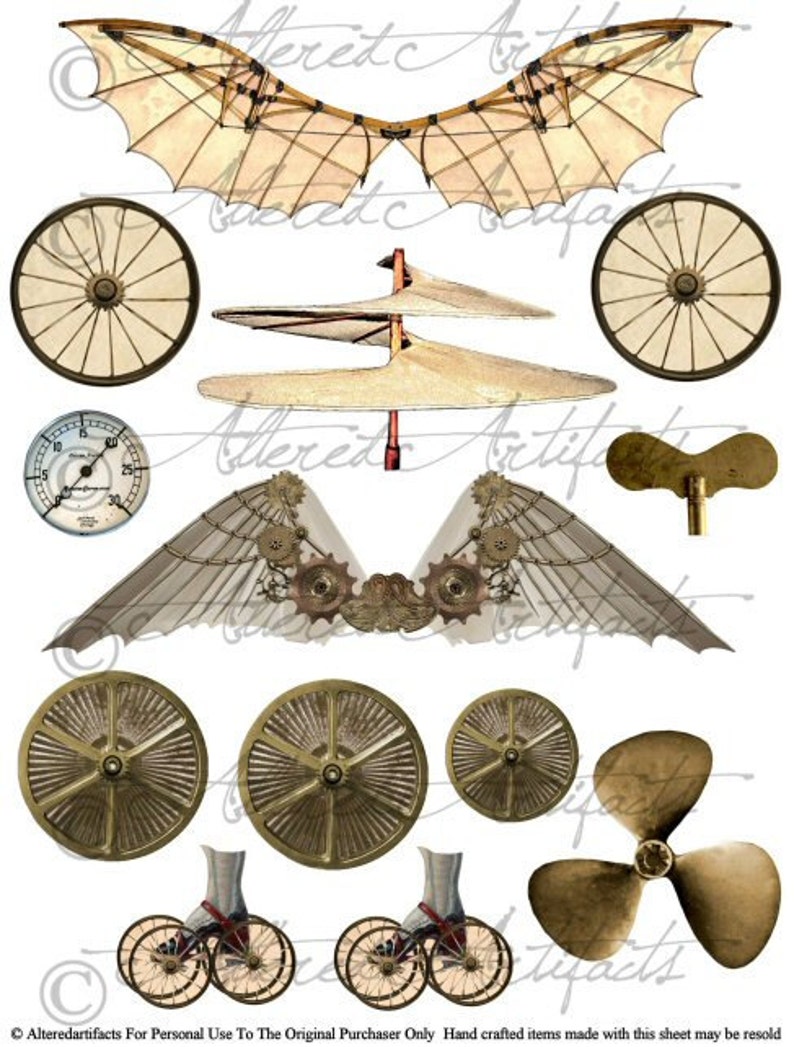 Vintage Steampunk Junk Printable Scrap Wheels Steampunk Wings Etsy