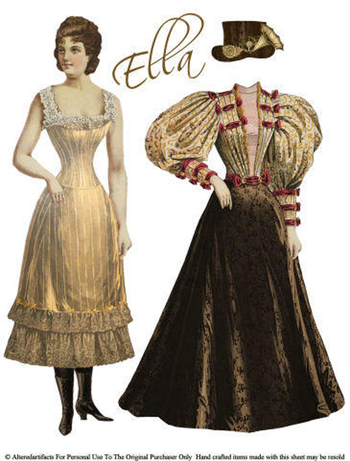 Steampunk Ella Printable Paper Doll Victorian Digital Paper - Etsy
