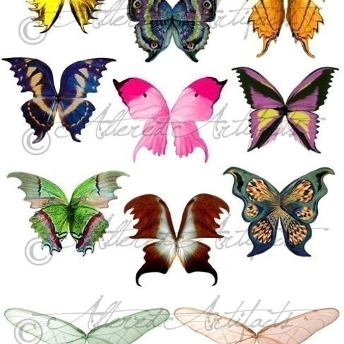 Digital Collage Sheet Butterflies Wings Jpeg-instant Download | Etsy