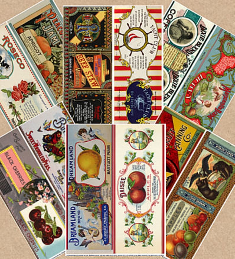 printable vintage tin can labels fruit coffee can tea honey etsy