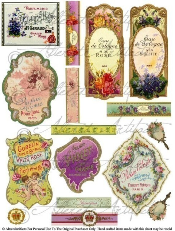 Printable Vintage French Perfume Labels Printable Vintage French Perfume Labels