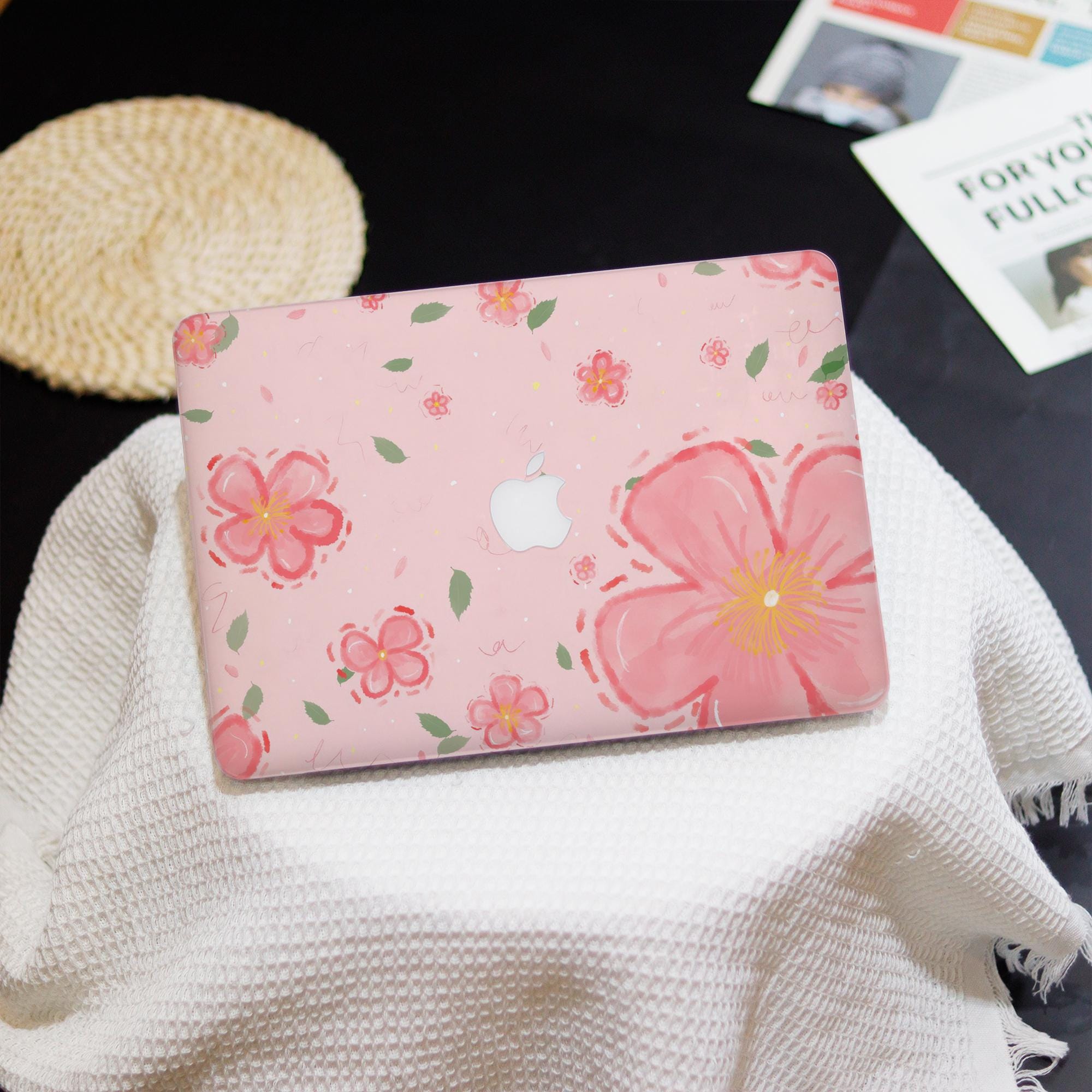 Jolie coque personnalisée fleur rose pour MacBook, MacBook Pro16/14 2024, MacBook Air15, MacBook12, MacBook Air13Air11, MacBook Pro13, MacBook Ret15/1