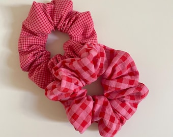 Chouchou vichy rose et rouge - scrunchie