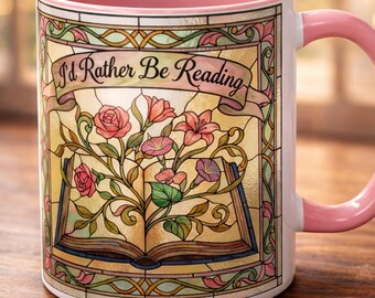 Taza "Prefiero estar leyendo" • Taza de café para amantes de los libros • Taza de vitral • Regalo para lectores • Taza para bibliófilos • Regalo para amantes de los libros