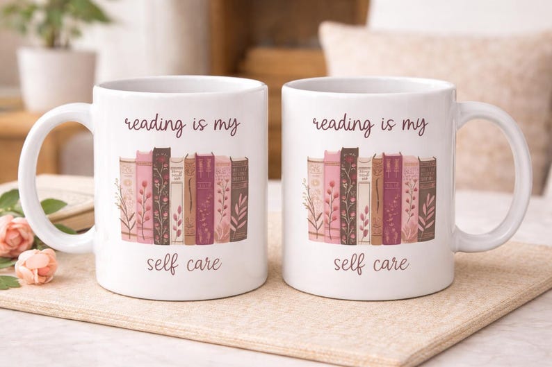 Reading Is My Self Care Mug • Self Care Gift for Her • Introvert Reset Mug • Book Therapy Cup • Mental Health Reader Gift image 6
