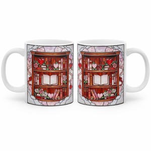 Cozy Library Mug • Book Lover Gift • Bookshelf Mug • Reading Mug • Bookish Gift • Cozy Reader Mug