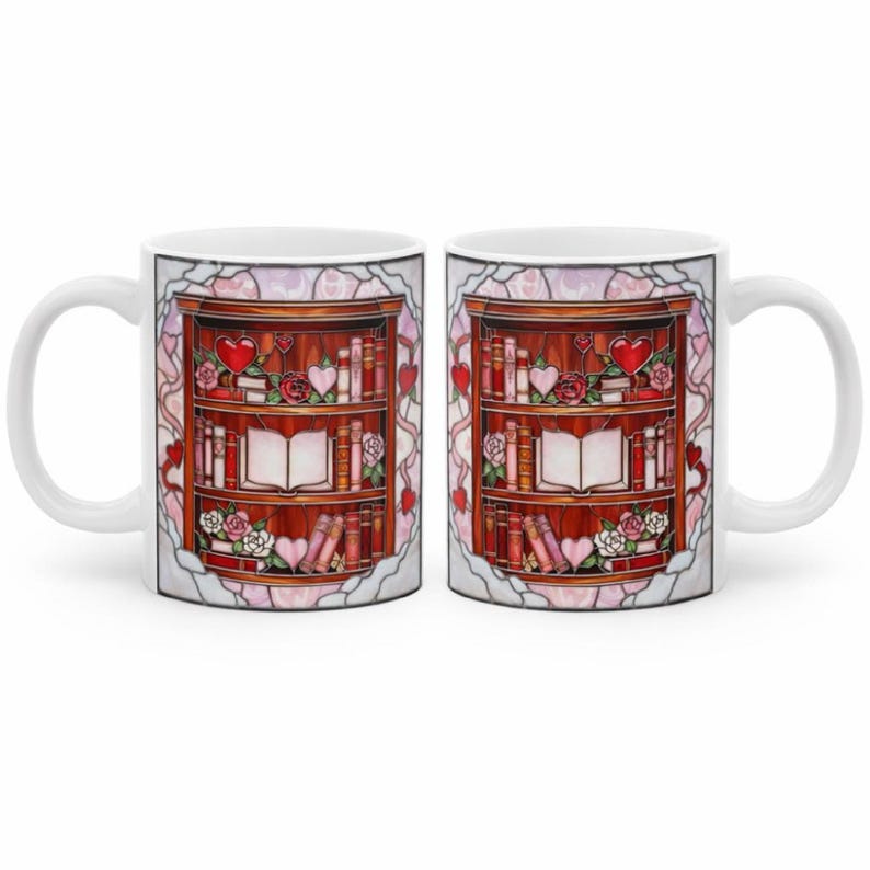 Cozy Library Mug • Book Lover Gift • Bookshelf Mug • Reading Mug • Bookish Gift • Cozy Reader Mug