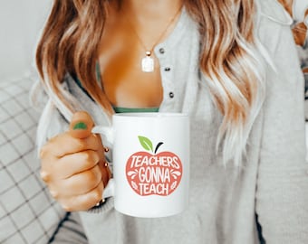 Tazza "Gli insegnanti insegneranno" / Regalo per insegnanti con mela, tazza da caffè divertente