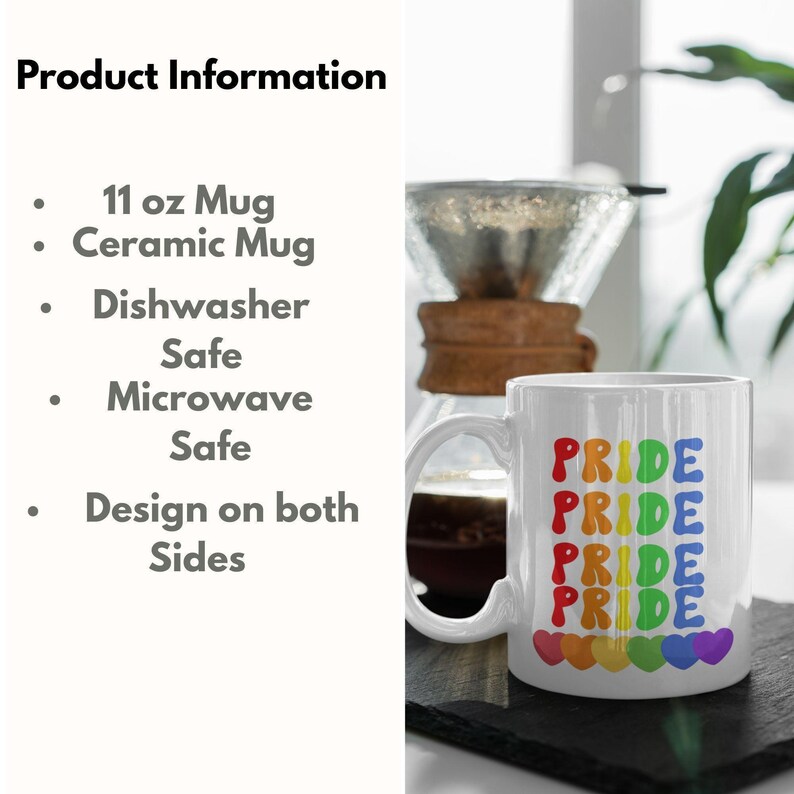 Rainbow Pride Mug • LGBTQ Gift • Colorful Heart Cup • Queer Coming Out Drinkware