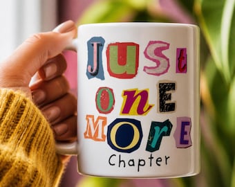 Taza "Solo un capítulo más" • Regalo colorido para amantes de los libros • Taza de cerámica estilo Ransom • Regalo divertido para lectores
