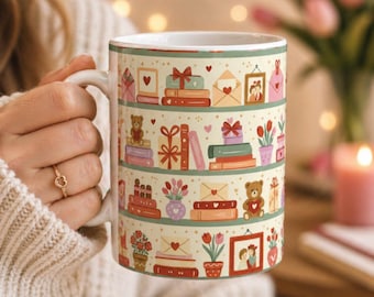 Book Lover Mug · Bookshelf Mug · Reading Gift for Book Lover · Bookish Coffee Mug · Library Aesthetic Mug · Reader Gift