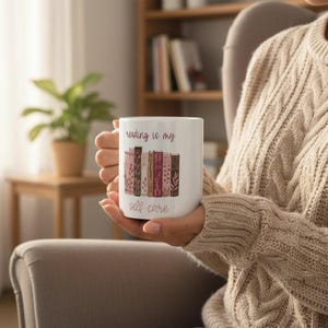 Reading is My Self Care Mug - Book Lover Gift for Her, Bibliophile Birthday Present, Mental Health Wellness Cup, Cozy Reader Gift