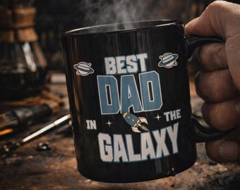 Bästa pappa i galaxen-mugg • Rolig pappapresent • Fars dag-present • Rymdpappa-mugg • Present till pappa från barn