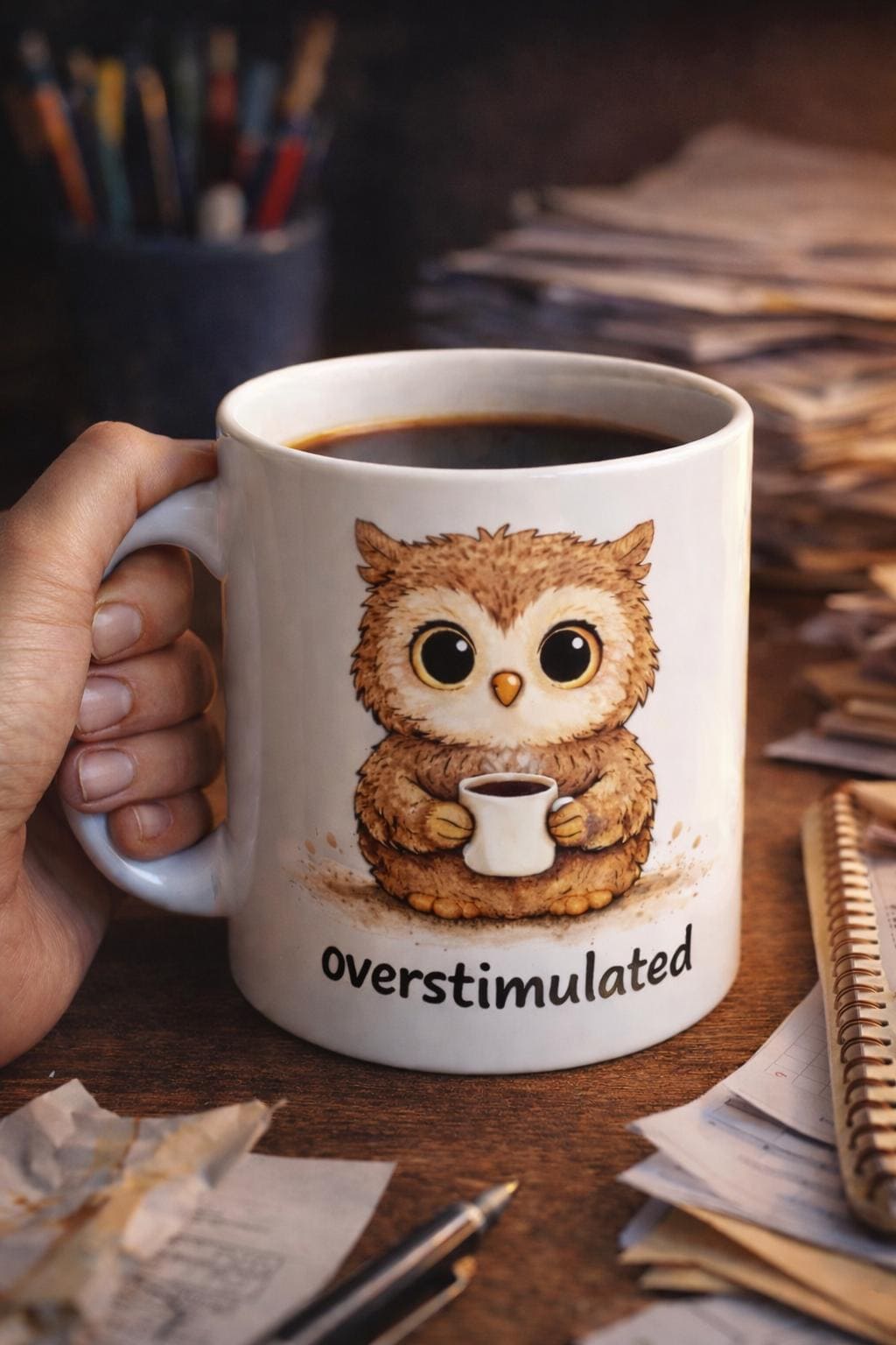 Overstimulated Owl Mug • Introvert Gift • Anxiety Humor Mug • Calm Aesthetic Coffee C